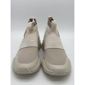 Champion Mens Size 9 Beige High-Top Sock Sneakers With Embroidered Logo